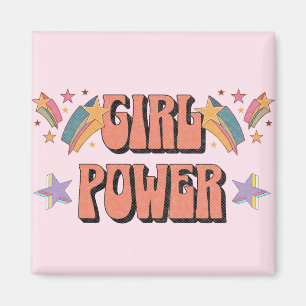 Girl Power text design with stars Magnet