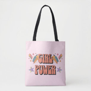 Girl Power text design with stars Tote Bag