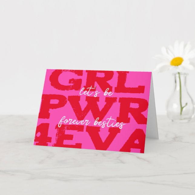 Girl Power Valentines Day Greeting Card (Small Plant)