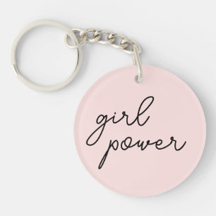 Girl Power Vibes   Blush Pink Feminist Keychain