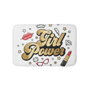 Girl Power: Vintage Feminist Glitter. Bath Mat