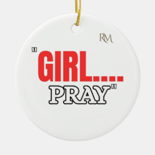 Girl Pray T-Shirt Faith Based Christian Shirt Ceramic Ornament