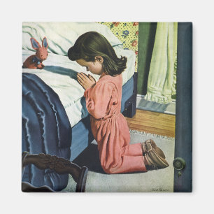 Girl Praying at Bedtime, the Lord's Prayer Magnet