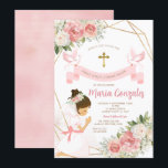 Girl Praying Gold First Holy Communion Pink Floral Invitation<br><div class="desc">Gold Girl Praying First Holy Communion Pink Floral
Primera Comunión.</div>