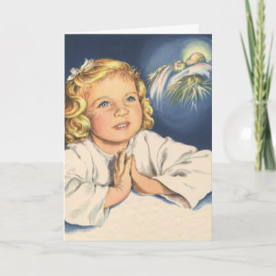 Girl Praying to Jesus Christ, Bedtime Prayers Card