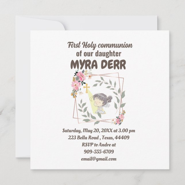 Girl praying to jesus cross first communion (Front)