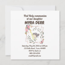 Girl praying to jesus cross first communion