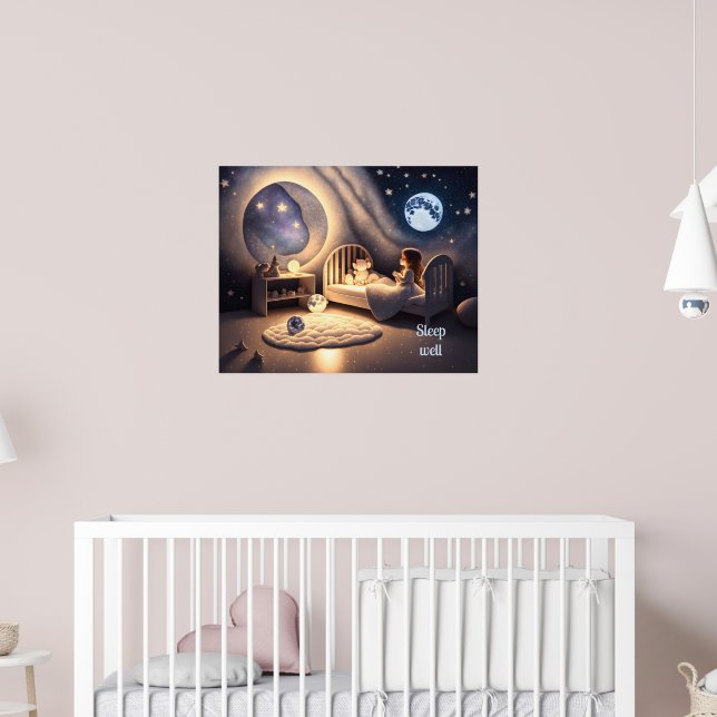 Girl prays in moonlight and by starlight, custom  poster (Nursery 2)