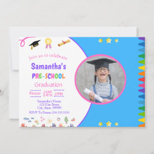  Girl Pre-school Graduation Party Invitation