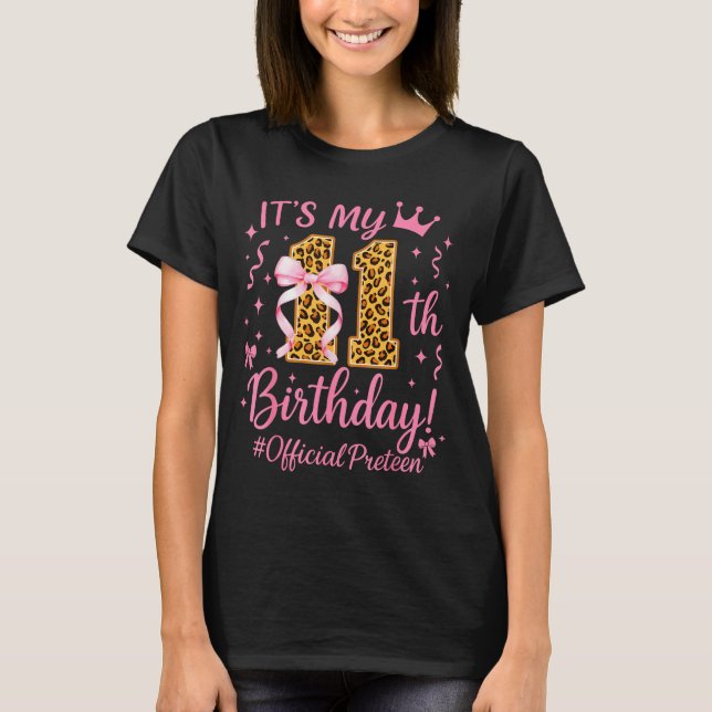 Girl Preteen Nk Coquette Bow Its My 11th Birthday  T-Shirt (Front)