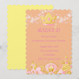 Girl princess birthday invitation 