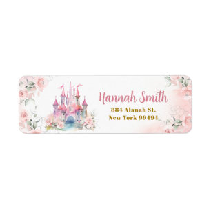 Girl Princess Royal Castle Fifth Birthday Address Return Address Label