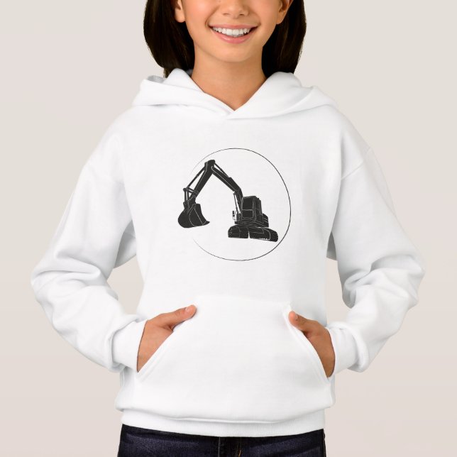 Girl Pullover Hoodie with excavator graphics (Front)