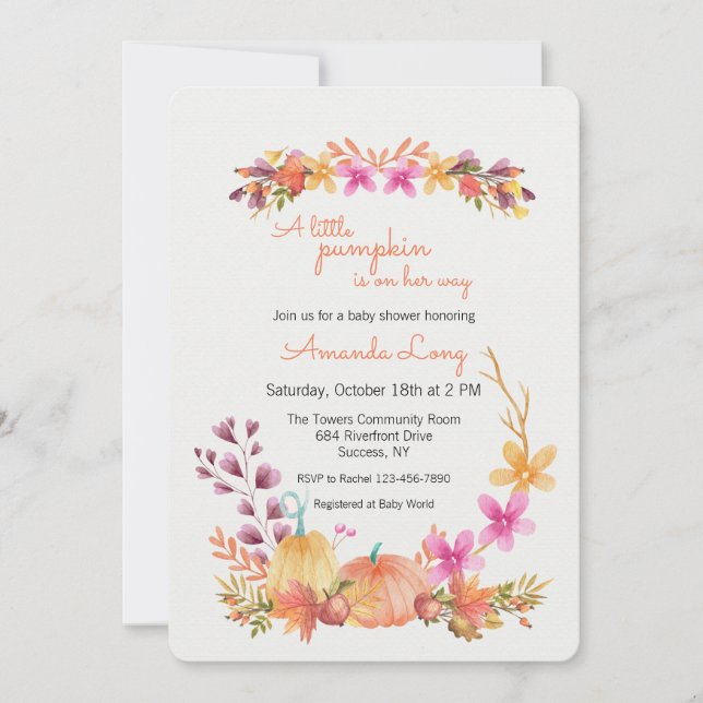 Girl Pumpkin Baby Shower Invitation (Front)