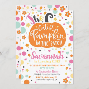 Girl Pumpkin Birthday Invitation