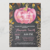 Girl Pumpkin Fall Baby Shower Gold Glitter