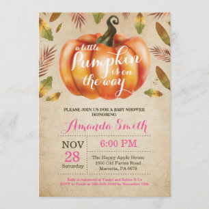 Girl Pumpkin Fall Baby Shower Invitation Rustic