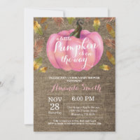 Girl Pumpkin Fall Baby Shower Pink and Burlap