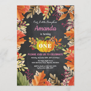 Girl Pumpkin Fall Birthday Invitation