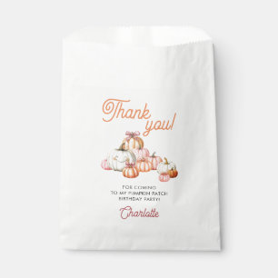 Girl Pumpkin Patch Bows Birthday Party Thank You Favour Bag