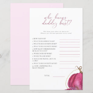 Girl Pumpkin Who Knows Daddy Best Baby Shower Game