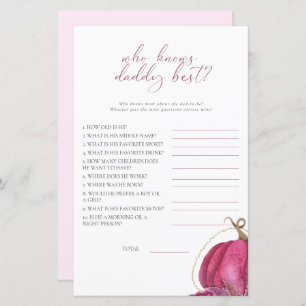 Girl Pumpkin Who Knows Daddy Best Baby Shower Game