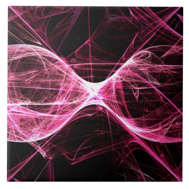 Girl Punk Rock Pink Energy Waves Ceramic Tile (Front)