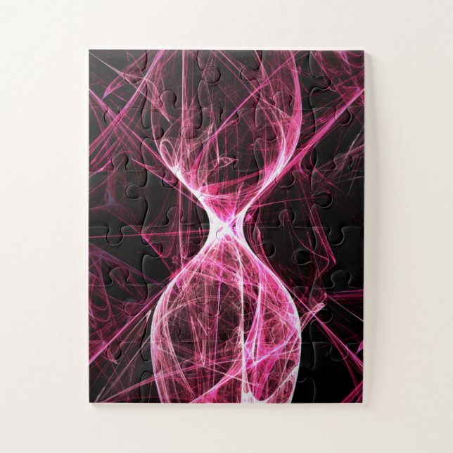 Girl Punk Rock Pink Energy Waves Jigsaw Puzzle (Vertical)