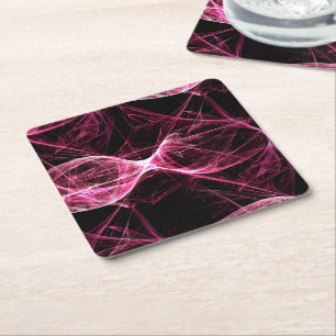 Girl Punk Rock Pink Energy Waves Square Paper Coaster
