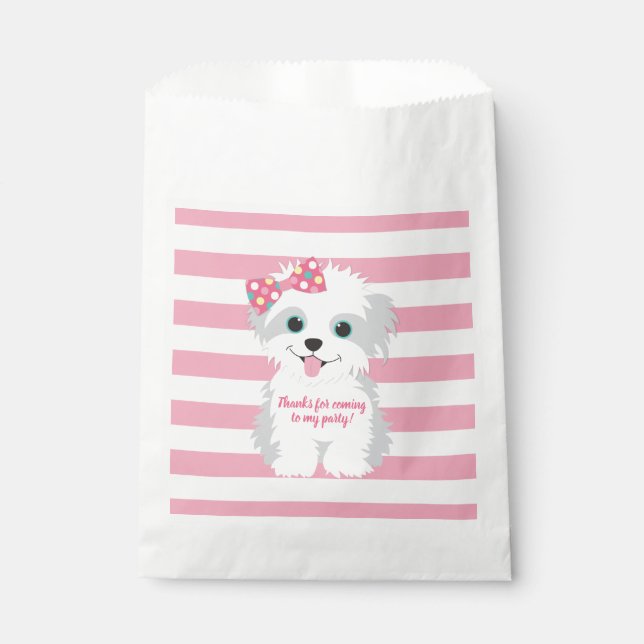 Girl Puppy Birthday Party Favour Bag (Front)