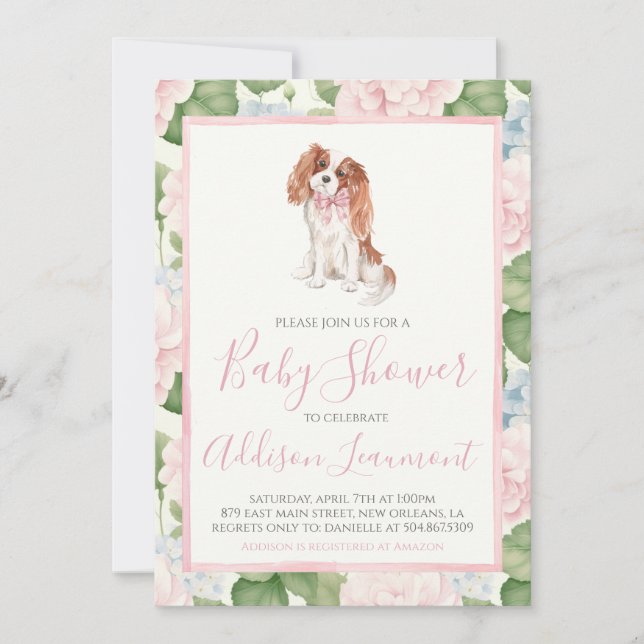 Girl Puppy Dog Baby Shower Invitation (Front)
