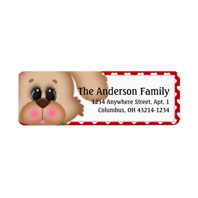 Girl Puppy Dog Valentine's Day Address Labels d2 (Front)