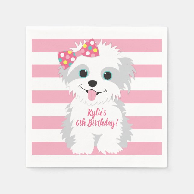 Girl Puppy Party Napkin (Front)