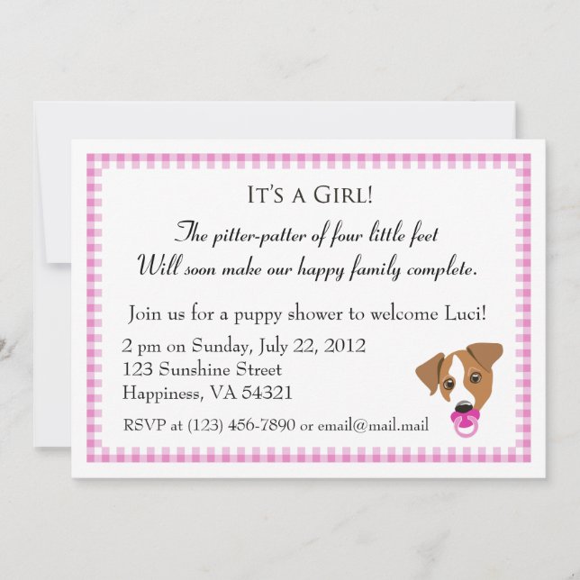 Girl Puppy Shower Invitations (Front)
