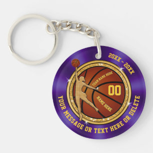 Girl Purple Gold Personalised Basketball Keychains
