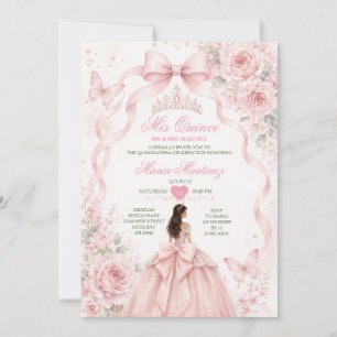 Girl Quinceañera Blush Pink 15 Años Princess Dress Invitation