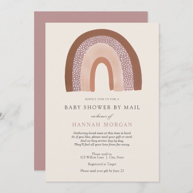 Girl Rainbow Baby Shower by Mail invitation (Front/Back)