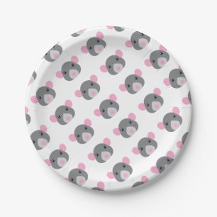 girl rat face grey paper plate