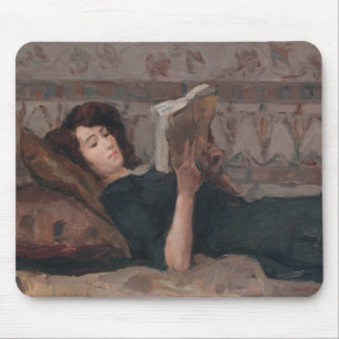 Girl Reading a Book (Reclining on a Divan) Mouse Pad