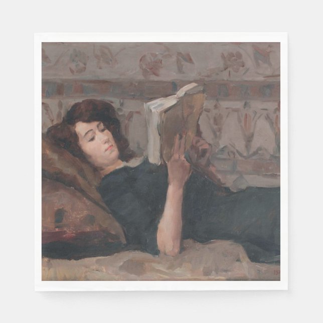 Girl Reading a Book (Reclining on a Divan) Napkin (Front)