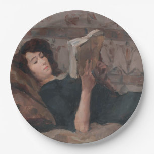 Girl Reading a Book (Reclining on a Divan) Paper Plate