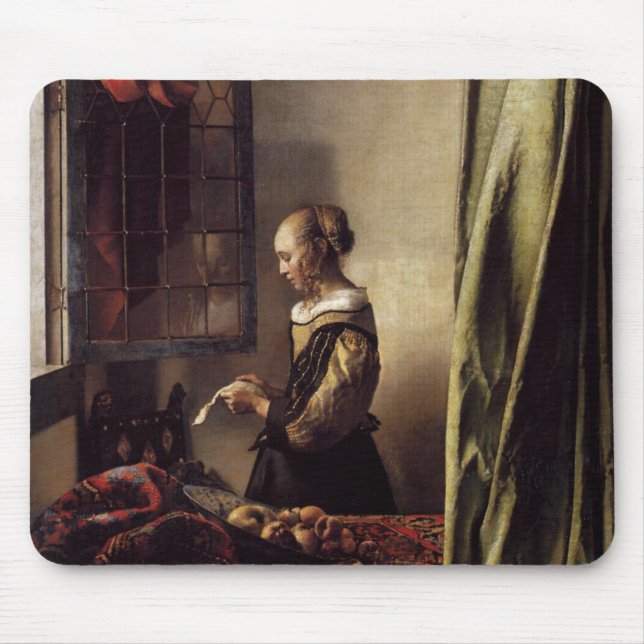 Girl Reading a Letter at an Open Window Mouse Pad (Front)