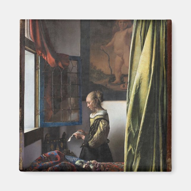 Girl Reading a Letter at an Open Window, Vermeer Magnet (Front)