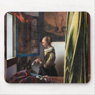 Girl Reading a Letter at an Open Window, Vermeer Mouse Pad