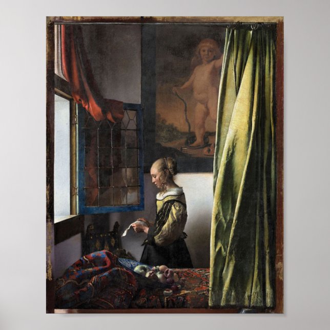 Girl Reading a Letter at an Open Window, Vermeer Poster (Front)