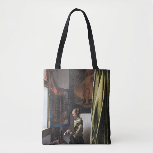 Girl Reading a Letter at an Open Window, Vermeer Tote Bag (Front)