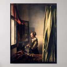 Girl Reading a Letter by Johannes Vermeer Art