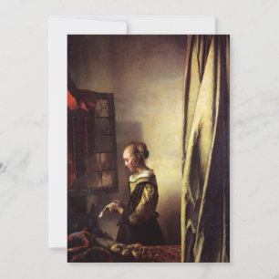 Girl Reading a Letter Invitation