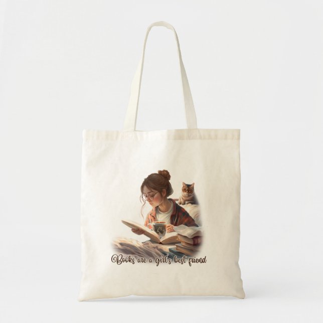 Girl Reading Book | Book Lovers Tote Bag (Front)