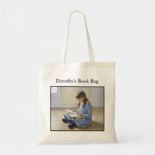Girl Reading Book Lover Custom School or Library  Tote Bag
